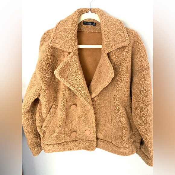 Boohoo Jackets & Blazers - Epic winter tan camel Teddy Sherpa boohoo coat jacket. Dress up/down. Cute!